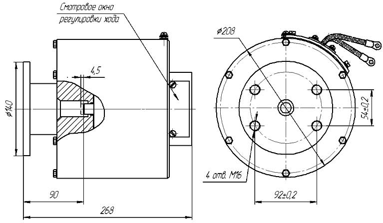 Габаритный чертеж электромагнит МП 301-2