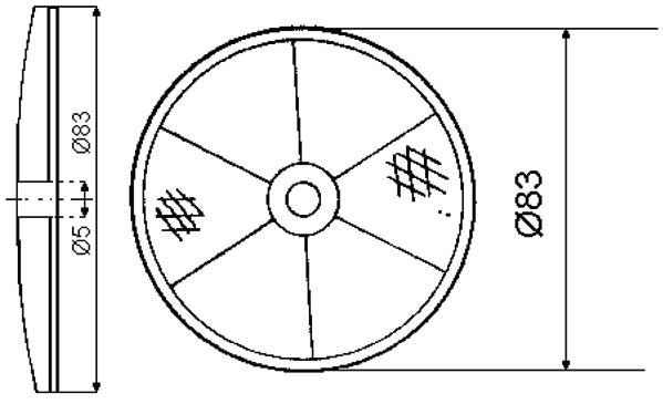 Поляризованный рефлектор (d=83 мм) - габаритная схема