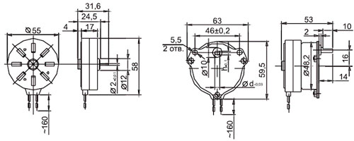 Рис.1. Габаритный чертеж электродвигателя ДСМ-375 220В
