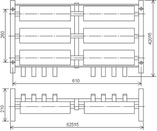 Габаритная схема блока резисторов БК12 (ИРАК 434.331.003)